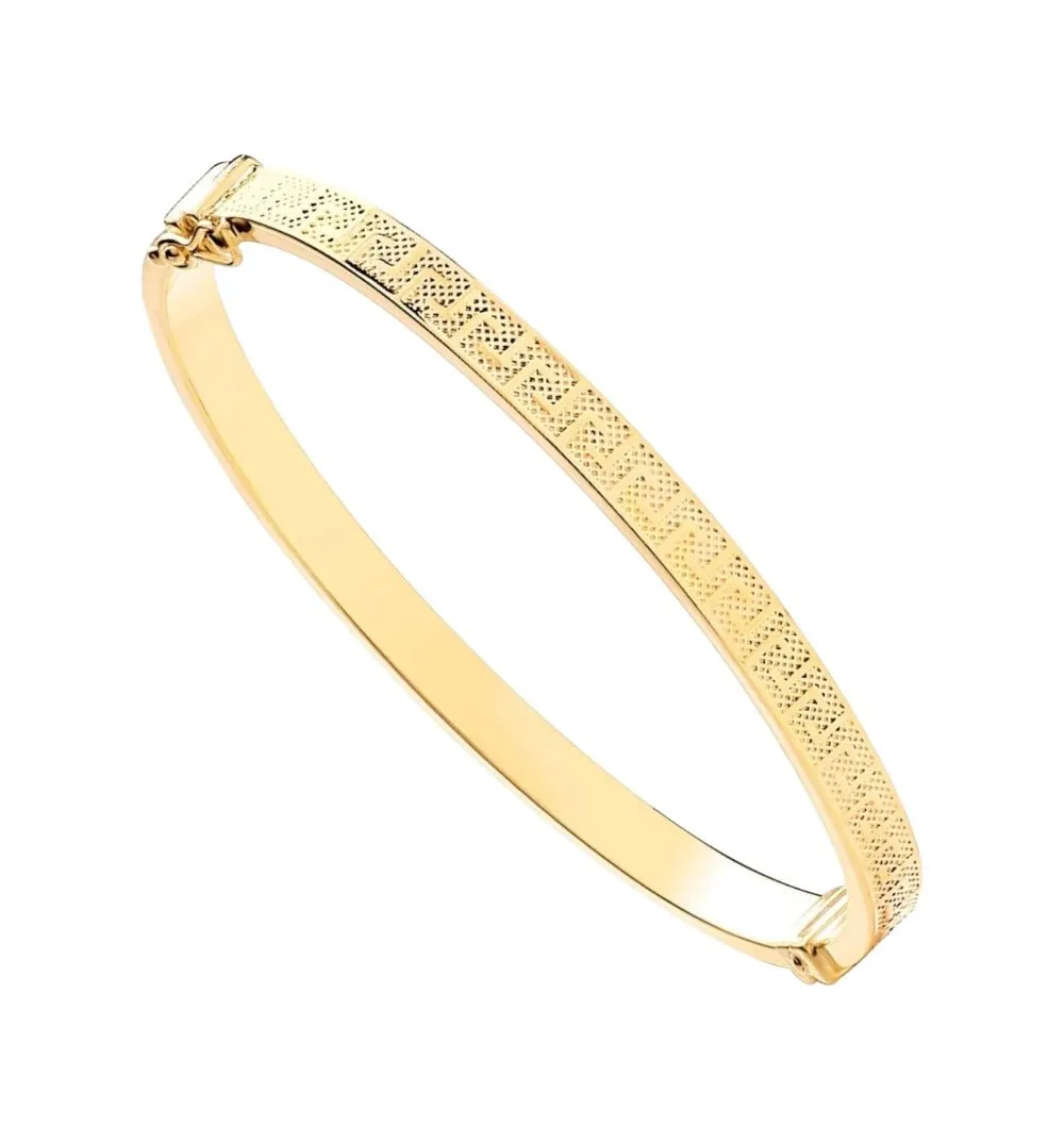 9ct Gold 5mm Greek Key Pattern Bangle