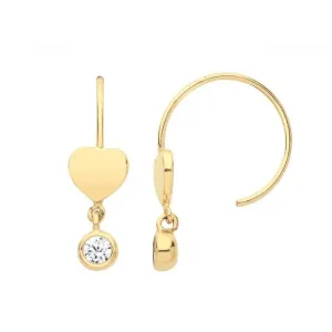 9ct Yellow Gold Drop Earrings with Zirconia Flare ES1626