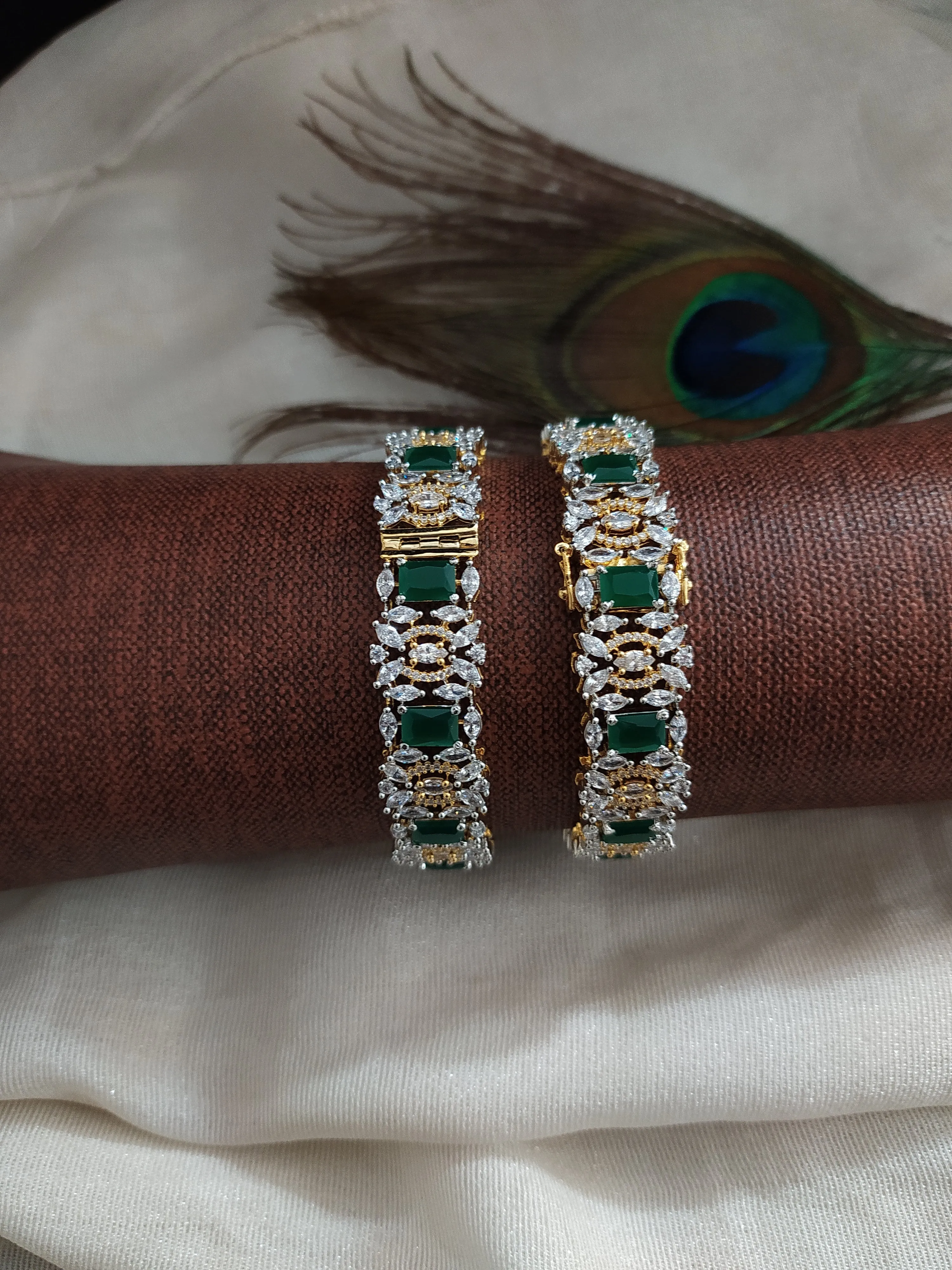 Amazing Gold & Silver Plated Openable Zircon Bangles