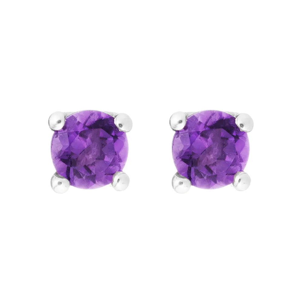 Amethyst 14K White Gold 4mm Stud Earrings