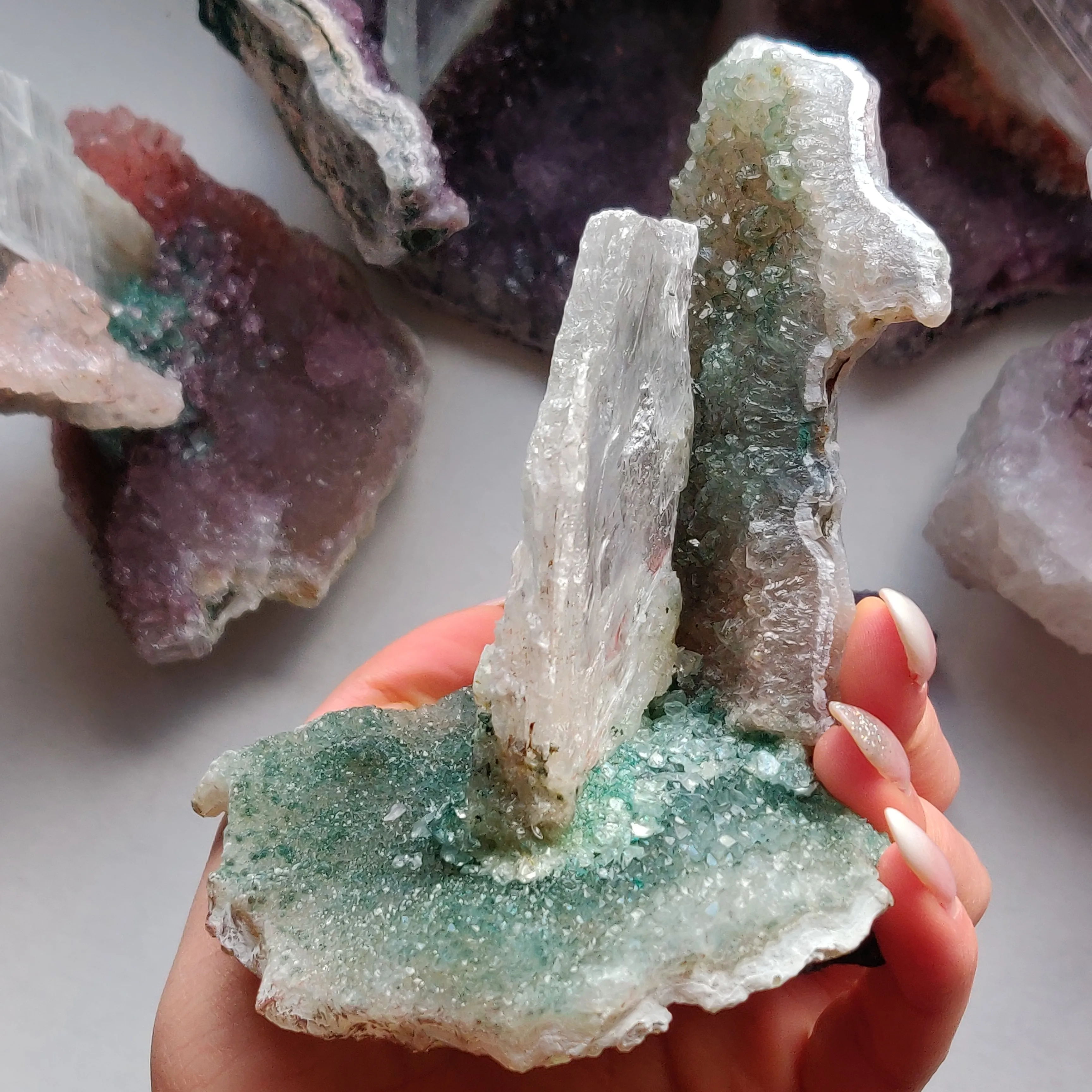 Amethyst & Selenite Sculpture (#1)