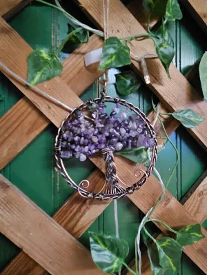 Amethyst Tree of Life Crystal & Wire Suncatcher 4"