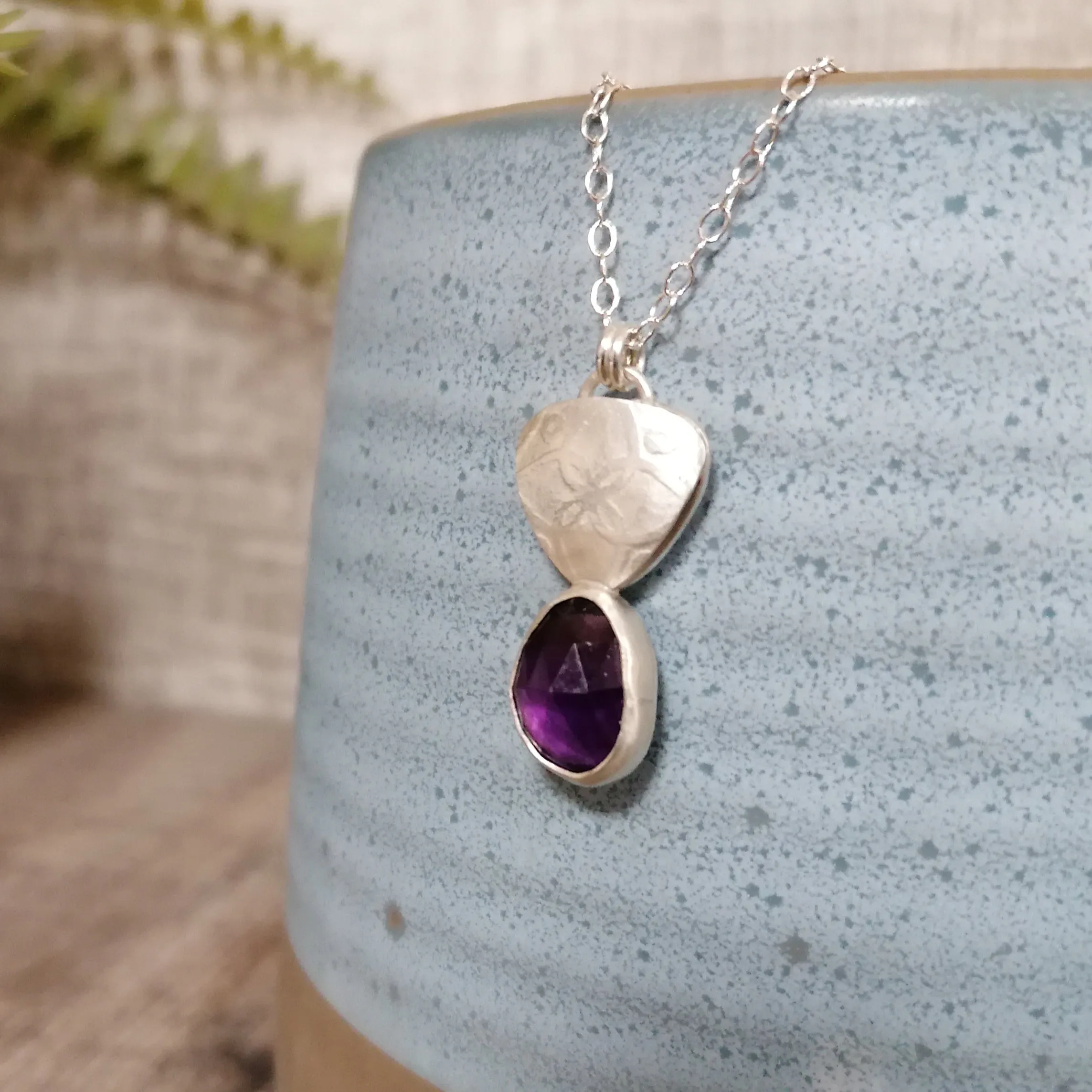 Amethyst Triangle Drop Pendant