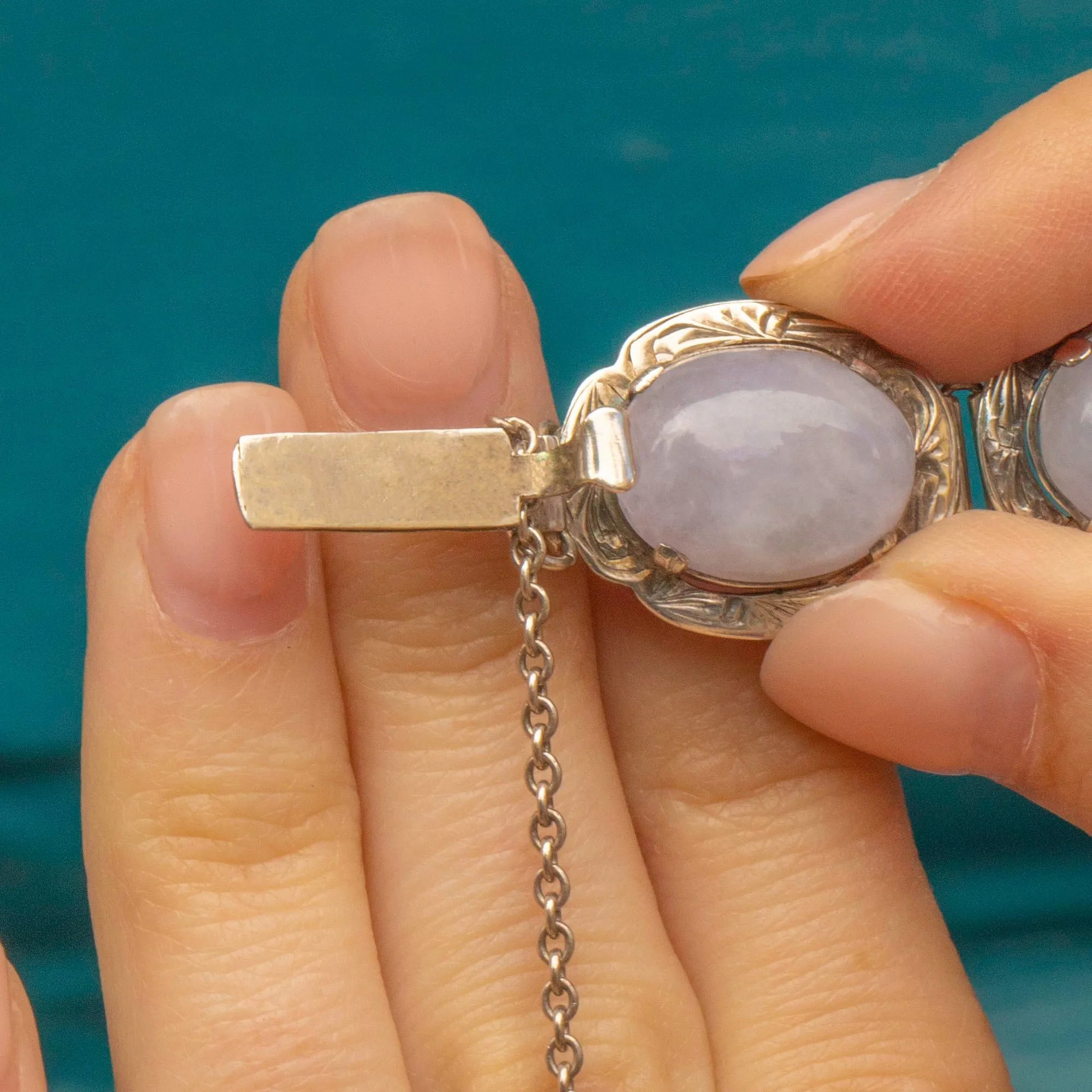 Antique Silver Scottish Agate Cabochon Bracelet, c.1880