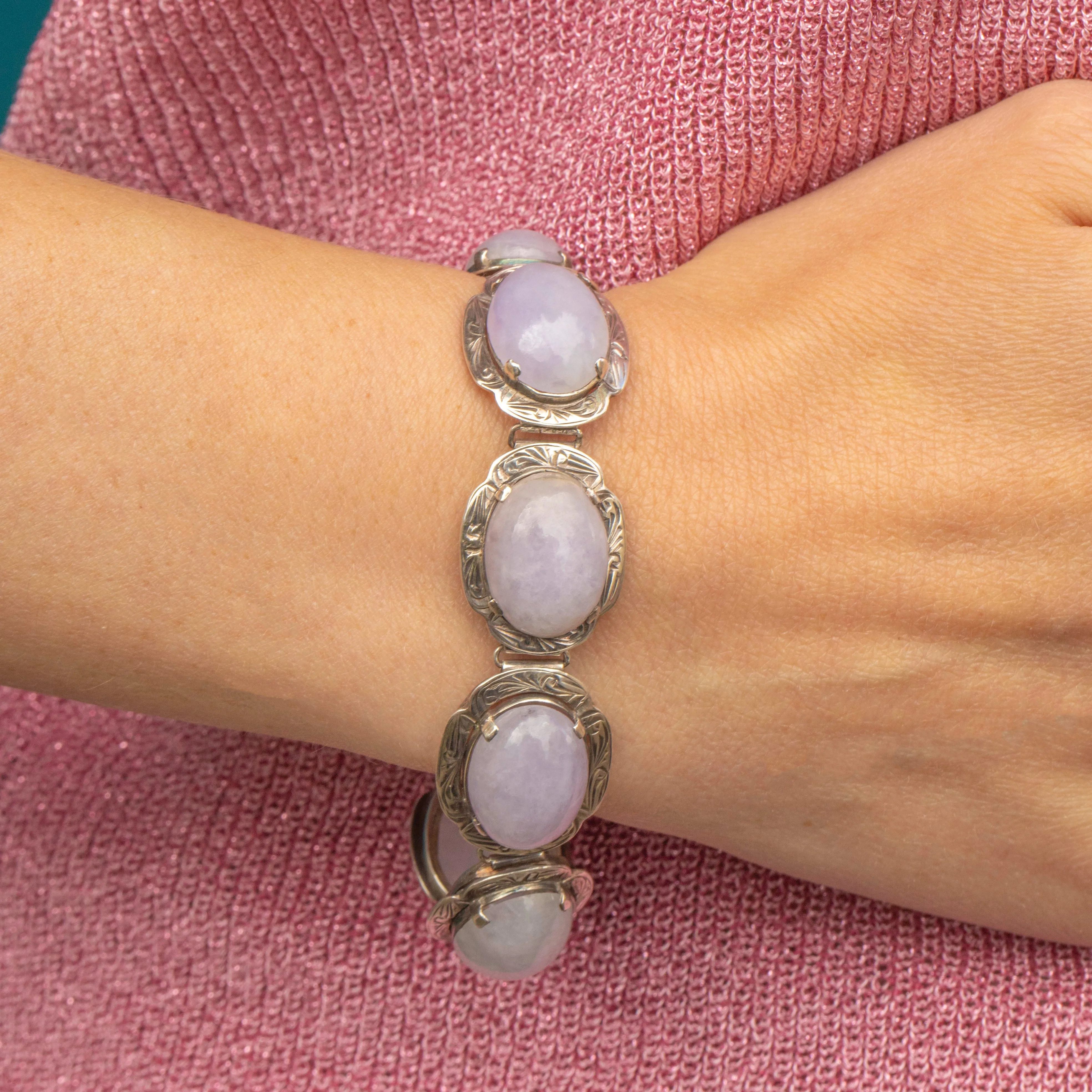 Antique Silver Scottish Agate Cabochon Bracelet, c.1880