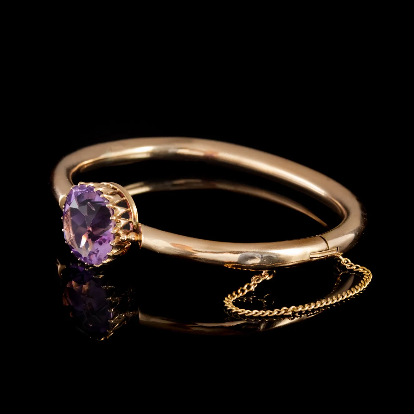 Antique Victorian Amethyst Bangle 8Ct Amethyst 18Ct Rose Gold Circa 1880