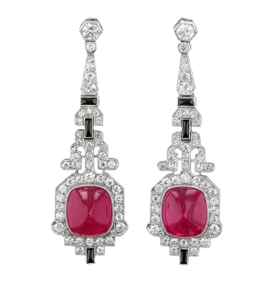 Art Deco Mozambique Ruby Earrings, 20.00 carats