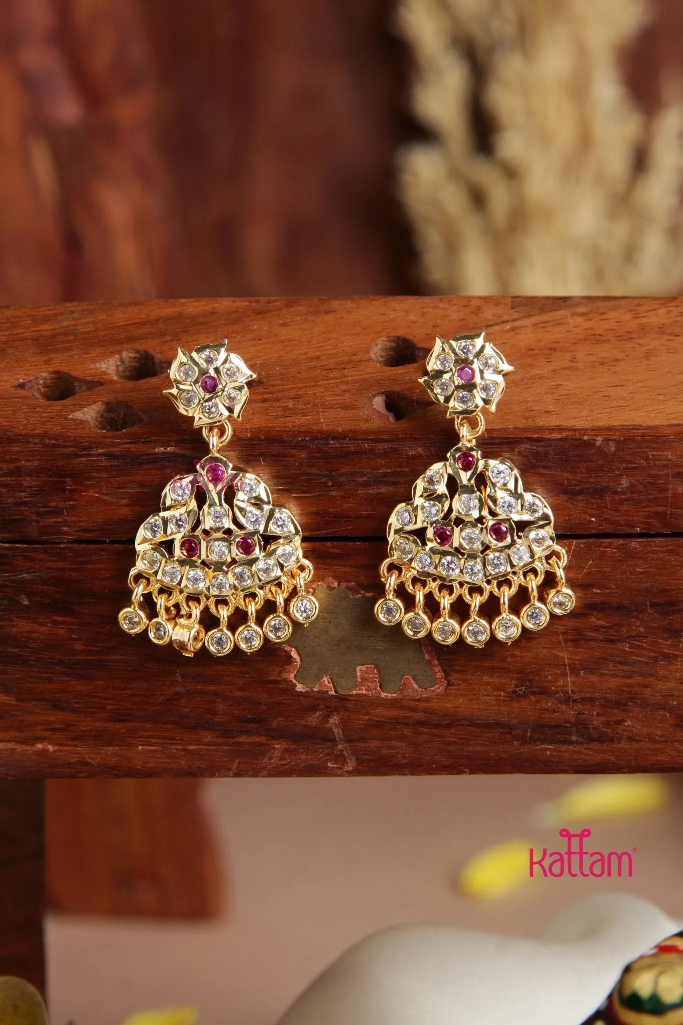 Avanthika - Goldtone Gati Ruby Earring