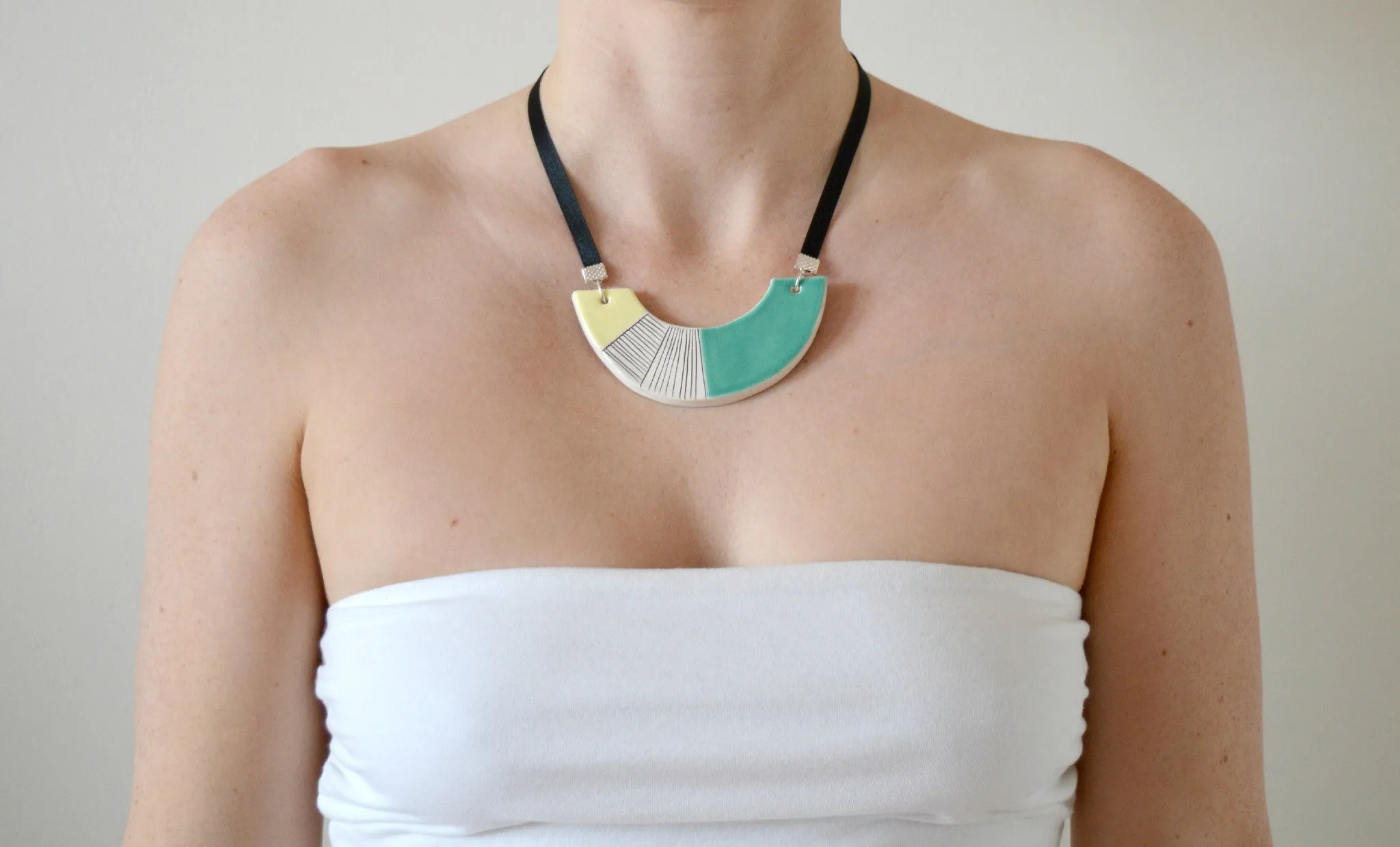 Azure - geometric ceramic statement necklace