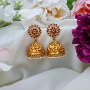 Beautiful Light Weight Kemp Jhumka - Ruby