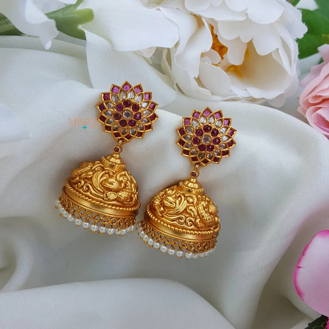 Beautiful Light Weight Kemp Jhumka - Ruby