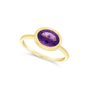 Bezel Set Oval Amethyst Ring