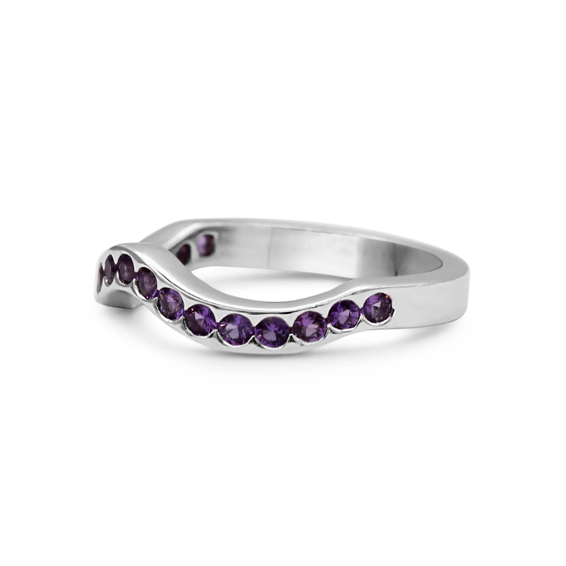 Boodles Elements Design Amethyst Wishbone Ring - 18ct White Gold