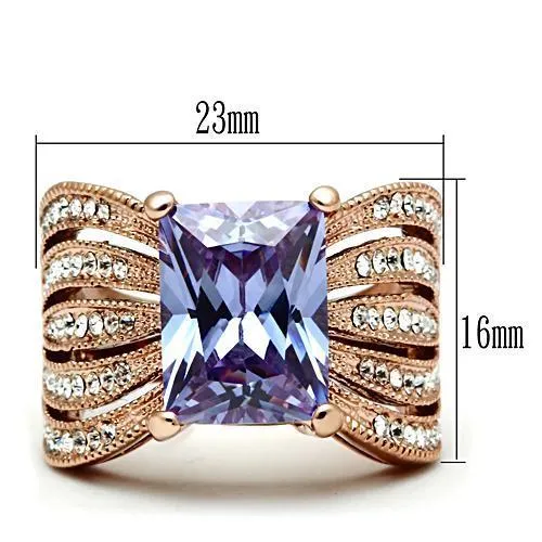 Brass Ring AAA GRD CZ Light Amethyst GL236 for Women Style Rose