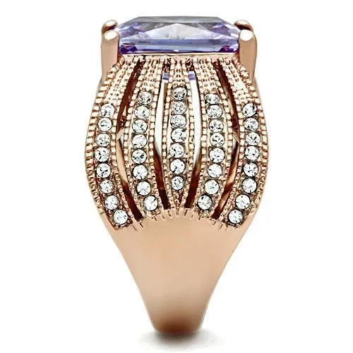 Brass Ring AAA GRD CZ Light Amethyst GL236 for Women Style Rose