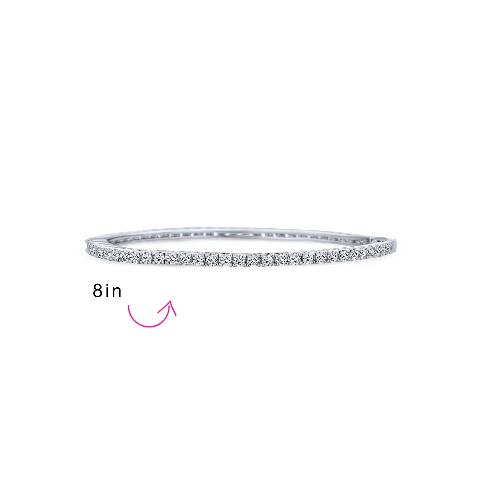 Bridal CZ Pave Princess Cut Eternity Tennis Bangle Bracelet Silver