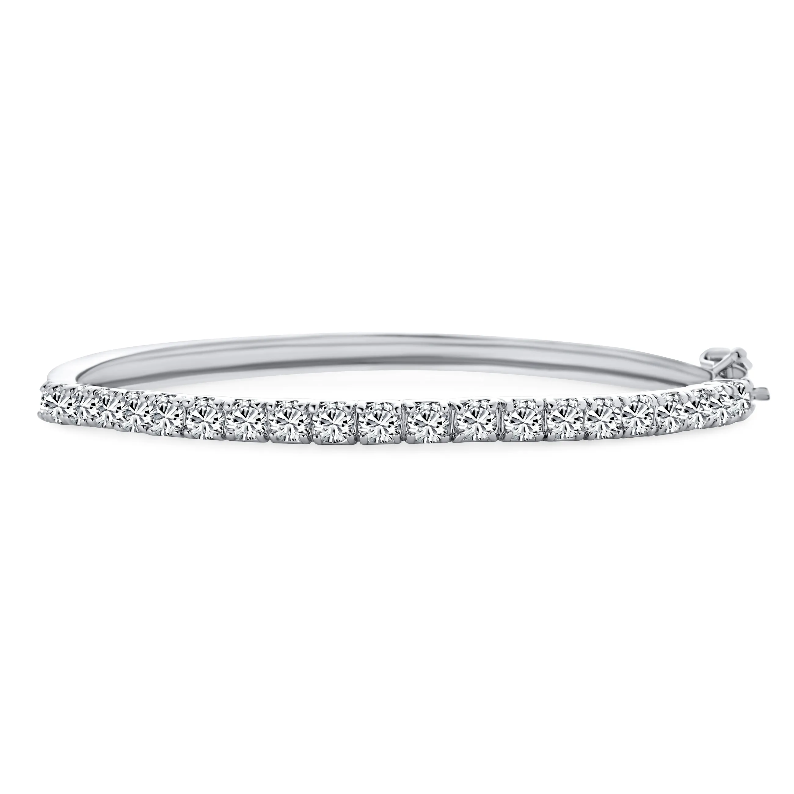 Bridal CZ Pave Princess Cut Eternity Tennis Bangle Bracelet Silver