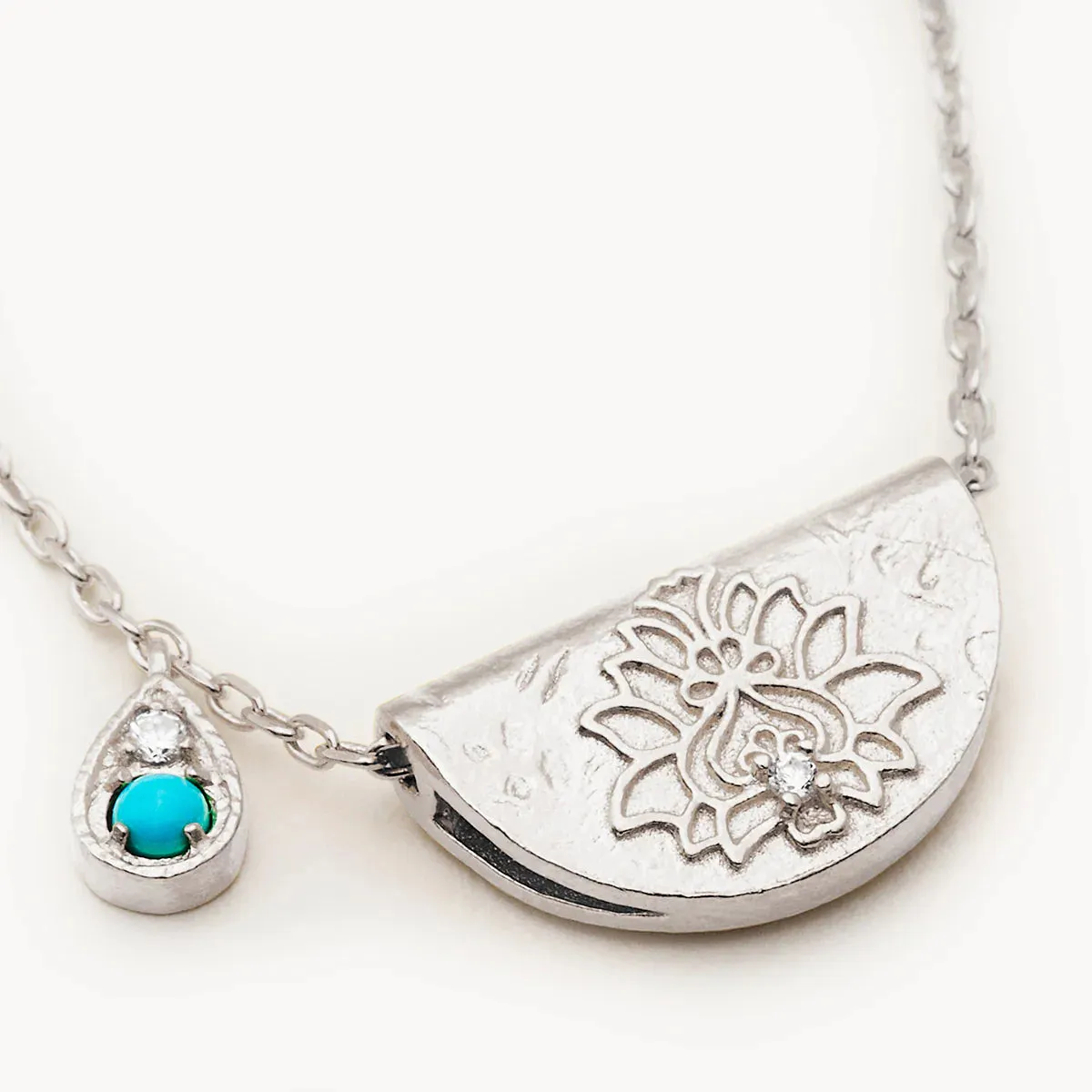 By Charlotte Lotus Birthstone Necklace December Turquoise