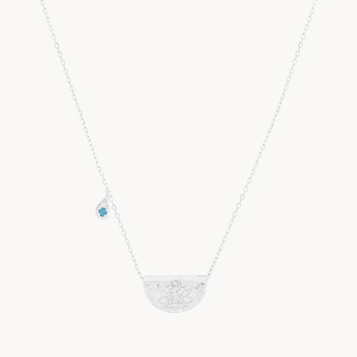 By Charlotte Lotus Birthstone Necklace December Turquoise