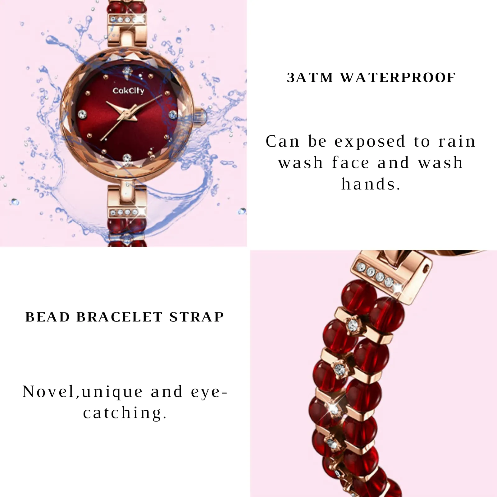 CakCity Ladies Watches for Women Watch Bracelet Ladies Wrist Watch Elegant Dress Quartz Wrist Watch Vintage Red Watch for Women Mini Small Face Watch with Gift Box,23mm