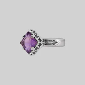 CHALICE. Violet Amethyst Gothic Ring - Silver