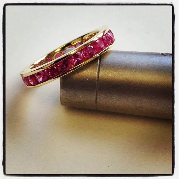 Channel Set Pink Sapphire Eternity Ring