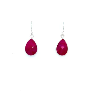 Channel Set Ruby Pear Shape Earrings