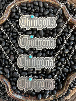 Chingona necklace nameplate 18” sterling silver