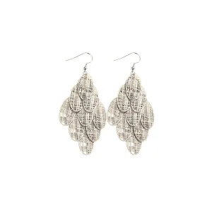 Chips Silver Tassle Earrings