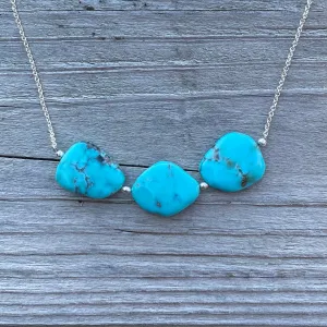 Chunky Three-Stone Turquoise Necklace