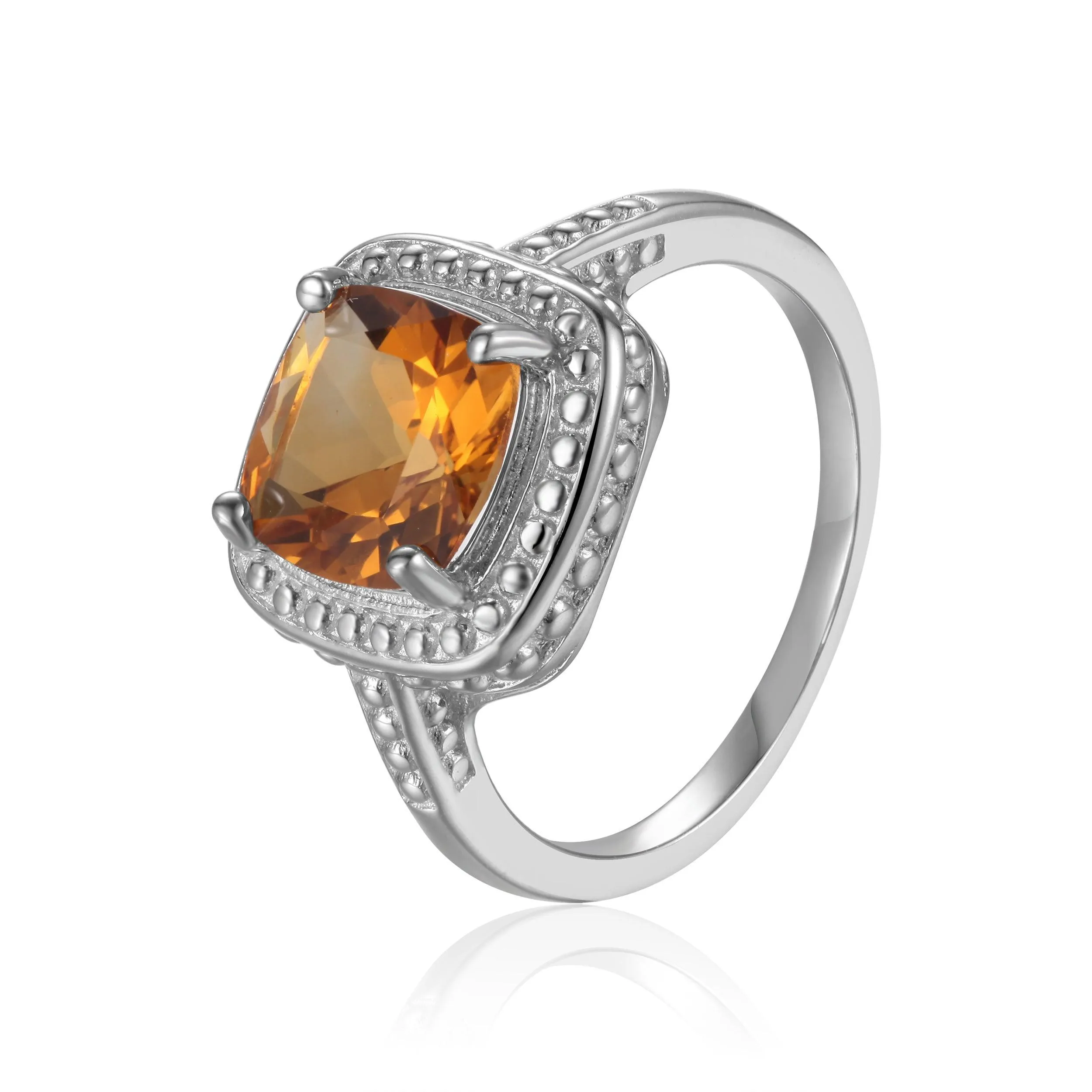 Citrine Cushion Statement Ring