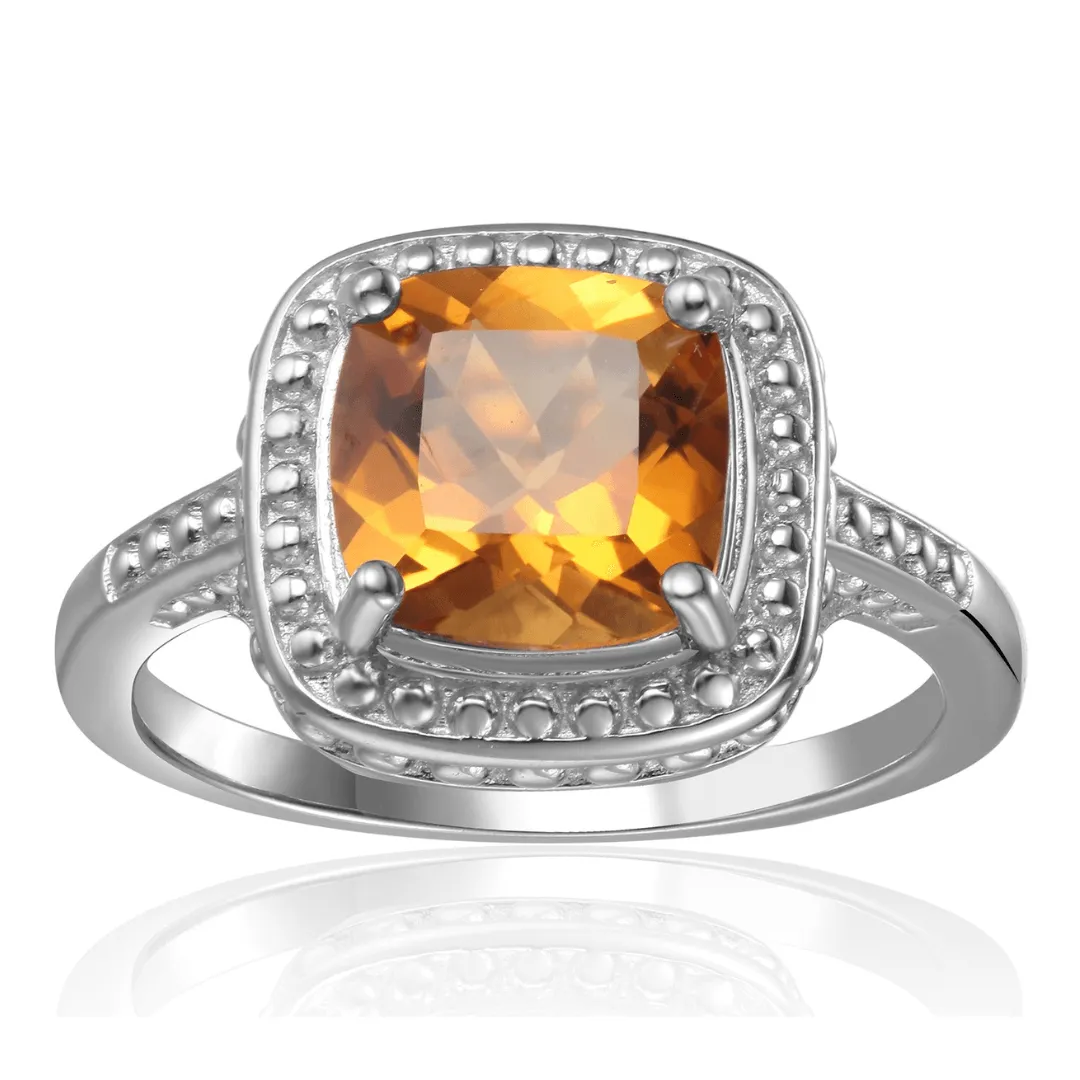 Citrine Cushion Statement Ring