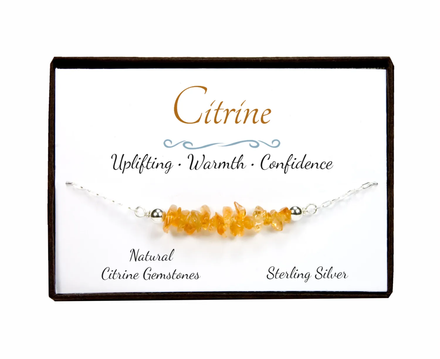 Citrine Gemstone Bar Bracelet in Sterling Silver