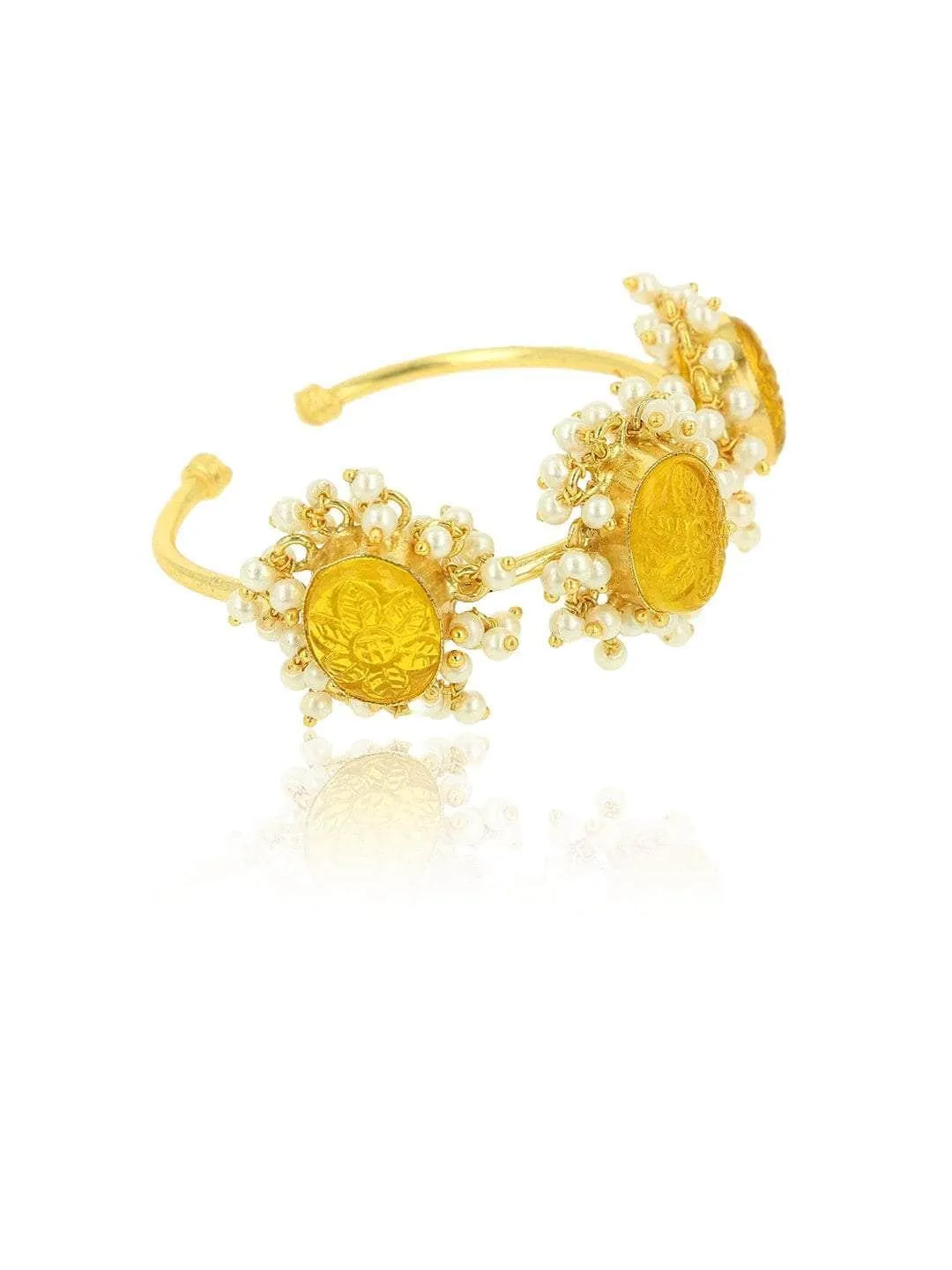 Citrine Hydro Carved Hand Cuff Yellow