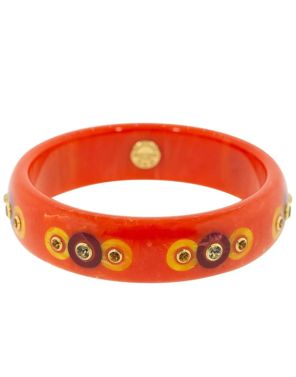 Citrine Orange, Yellow, and Burgundy Bakelite Bangle