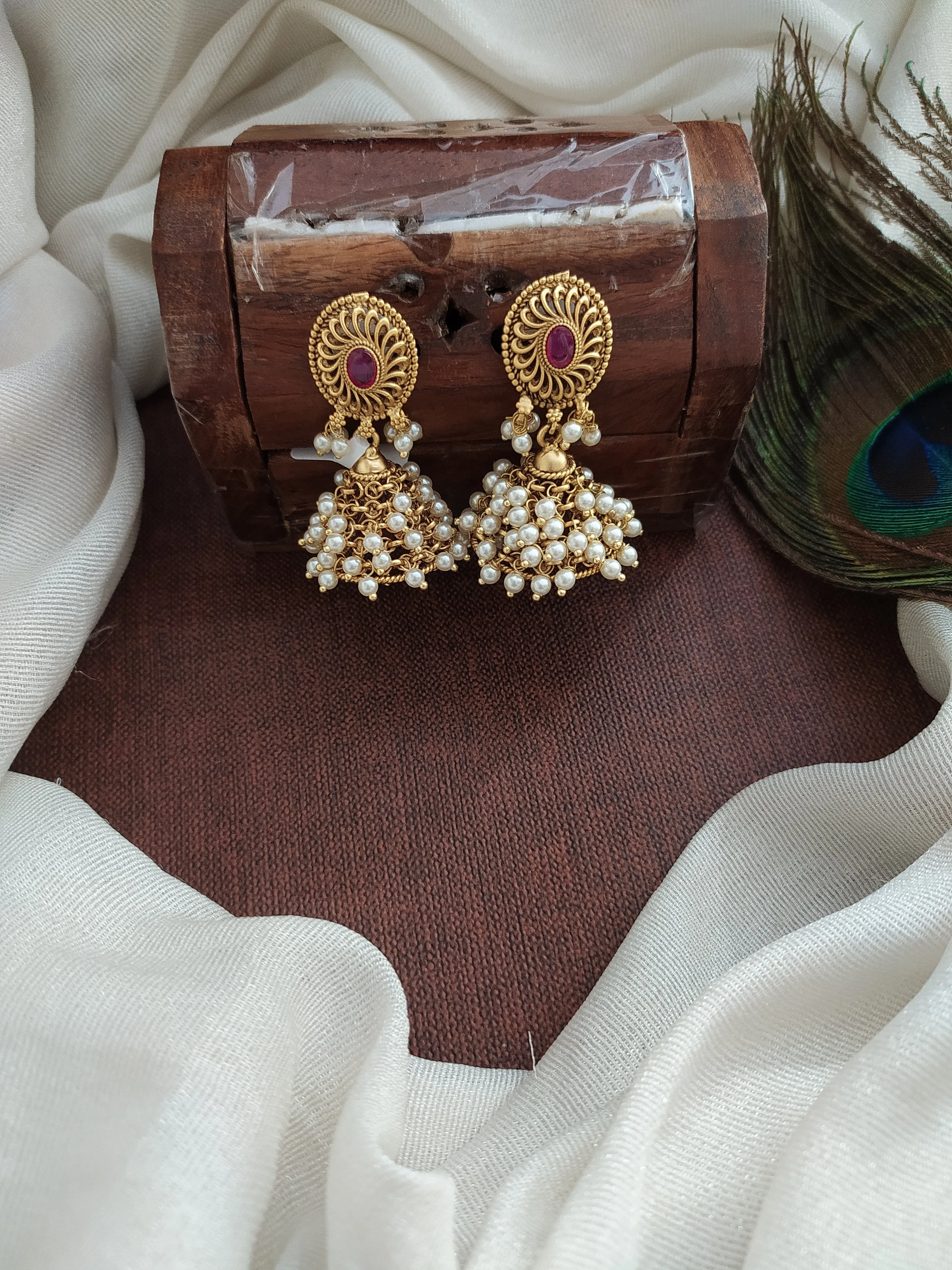 Classic Oval Shape Antique Jhumki Earrings