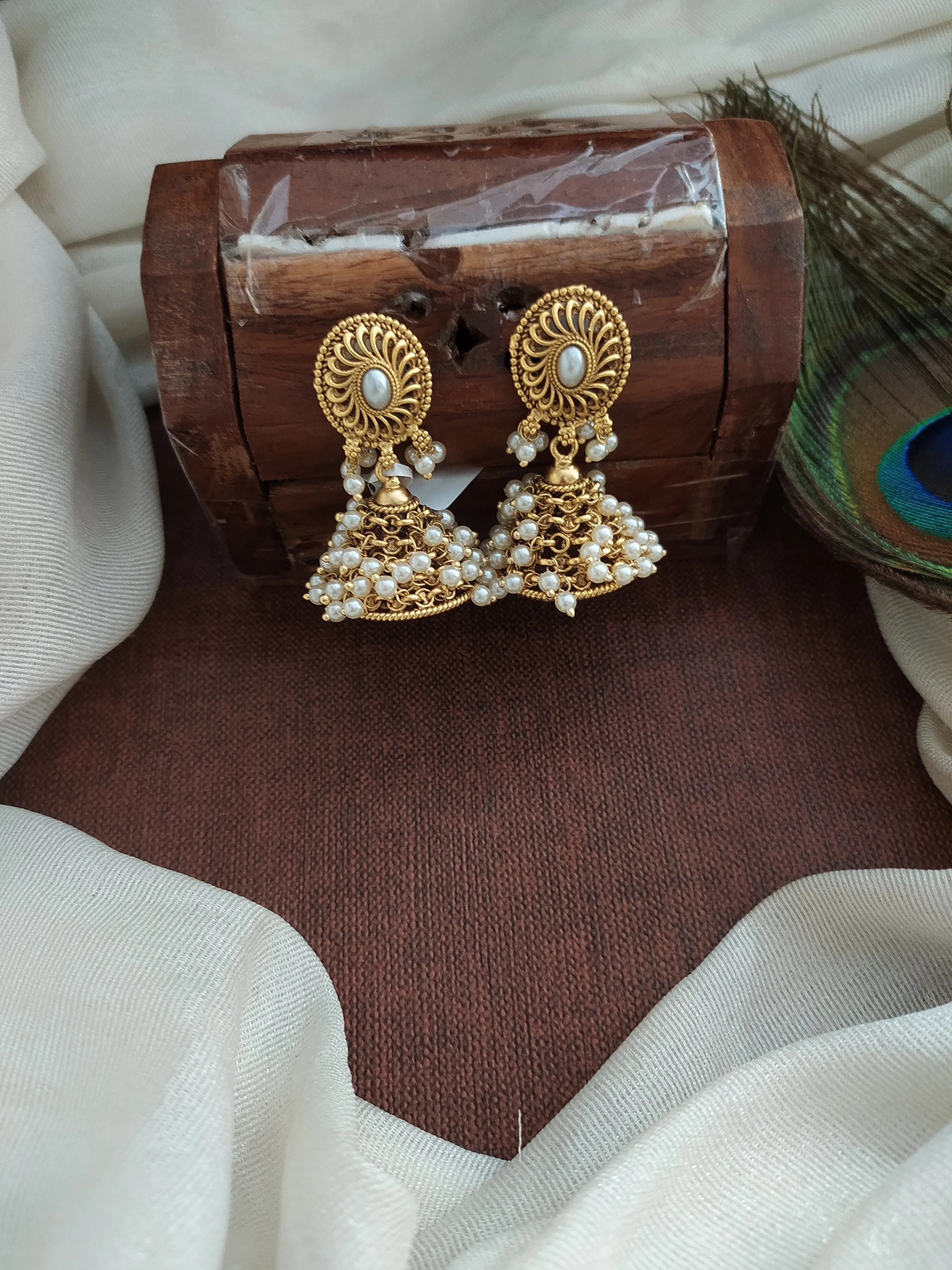 Classic Oval Shape Antique Jhumki Earrings