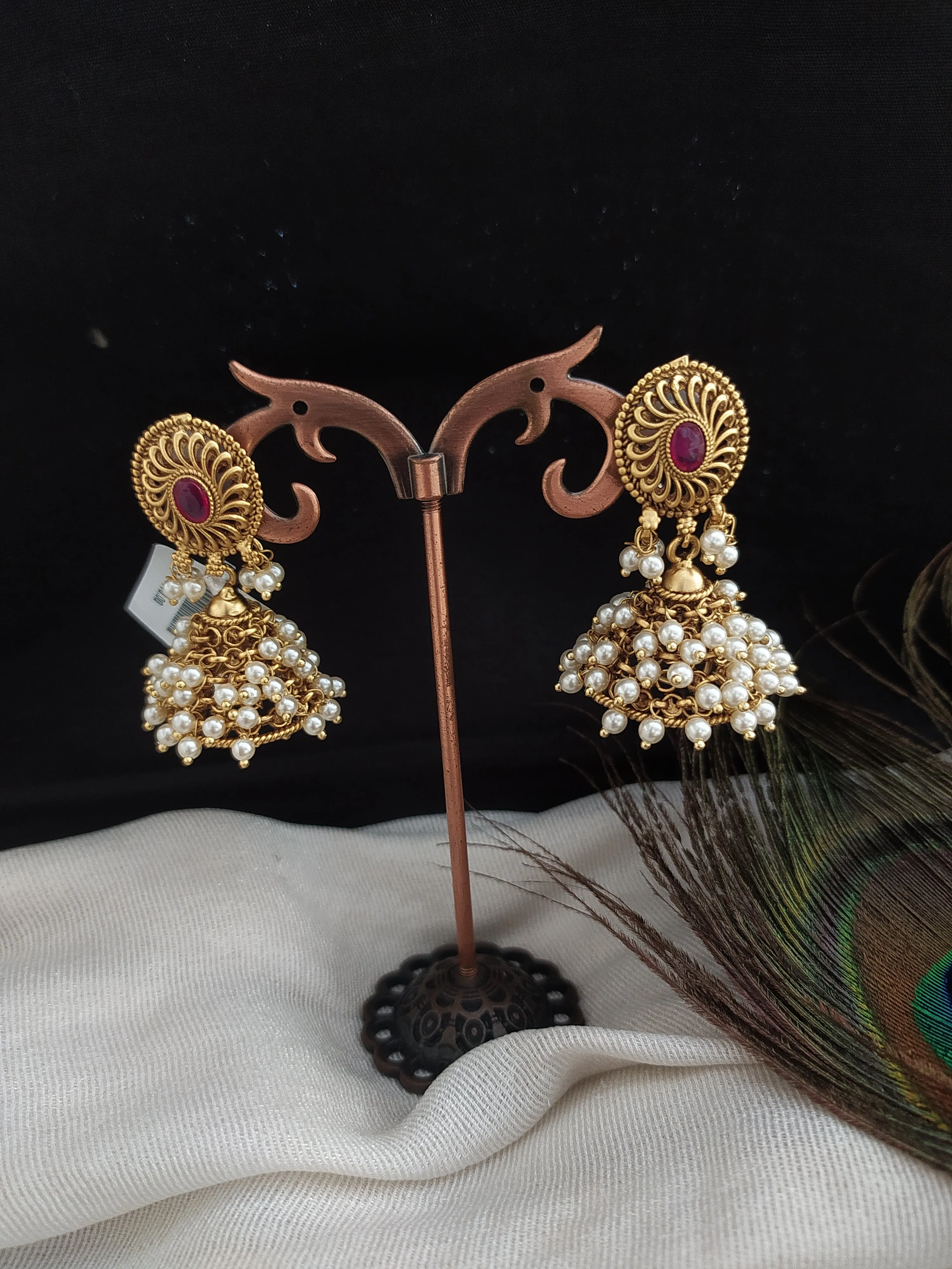 Classic Oval Shape Antique Jhumki Earrings