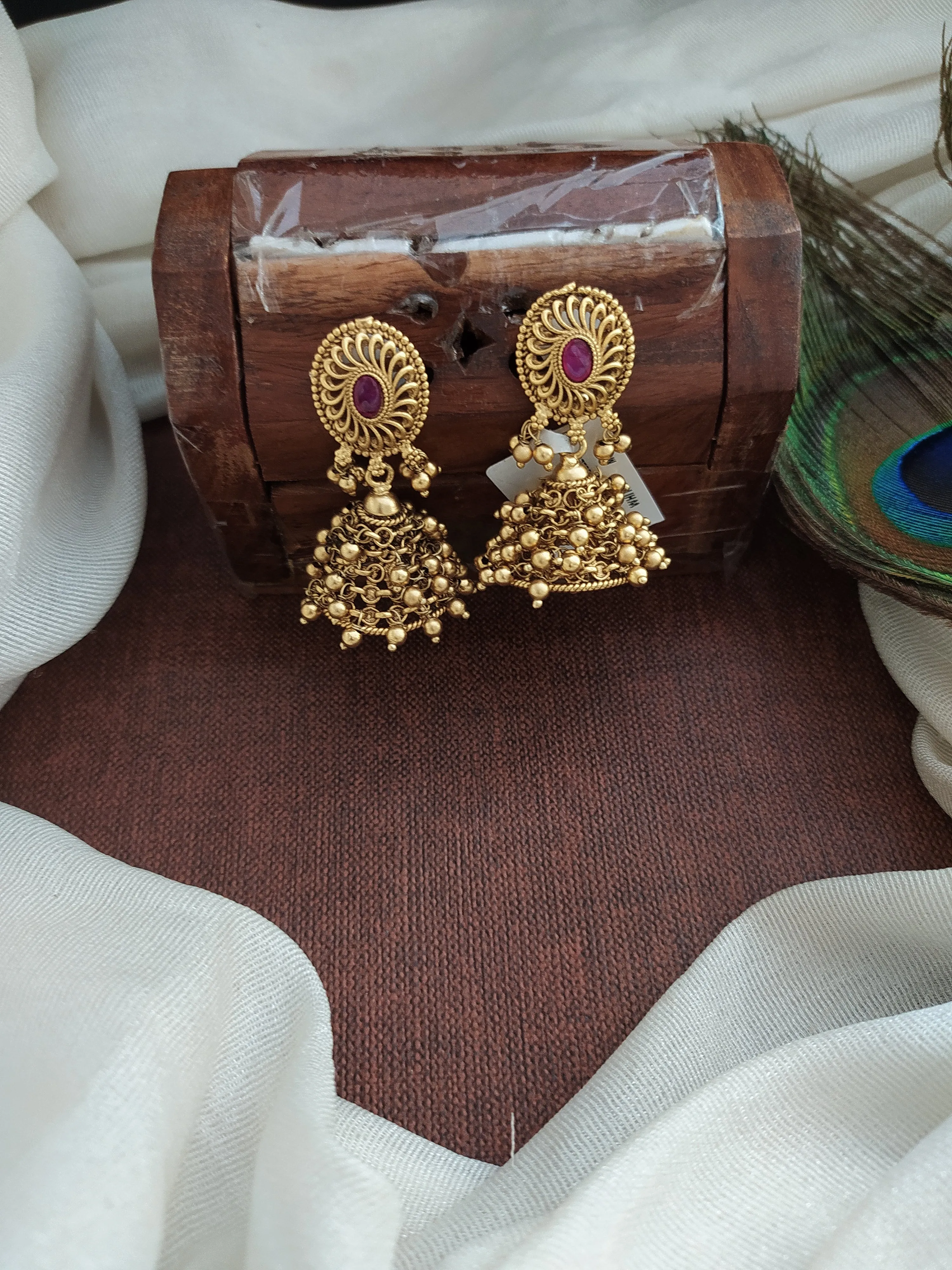 Classic Oval Shape Antique Jhumki Earrings