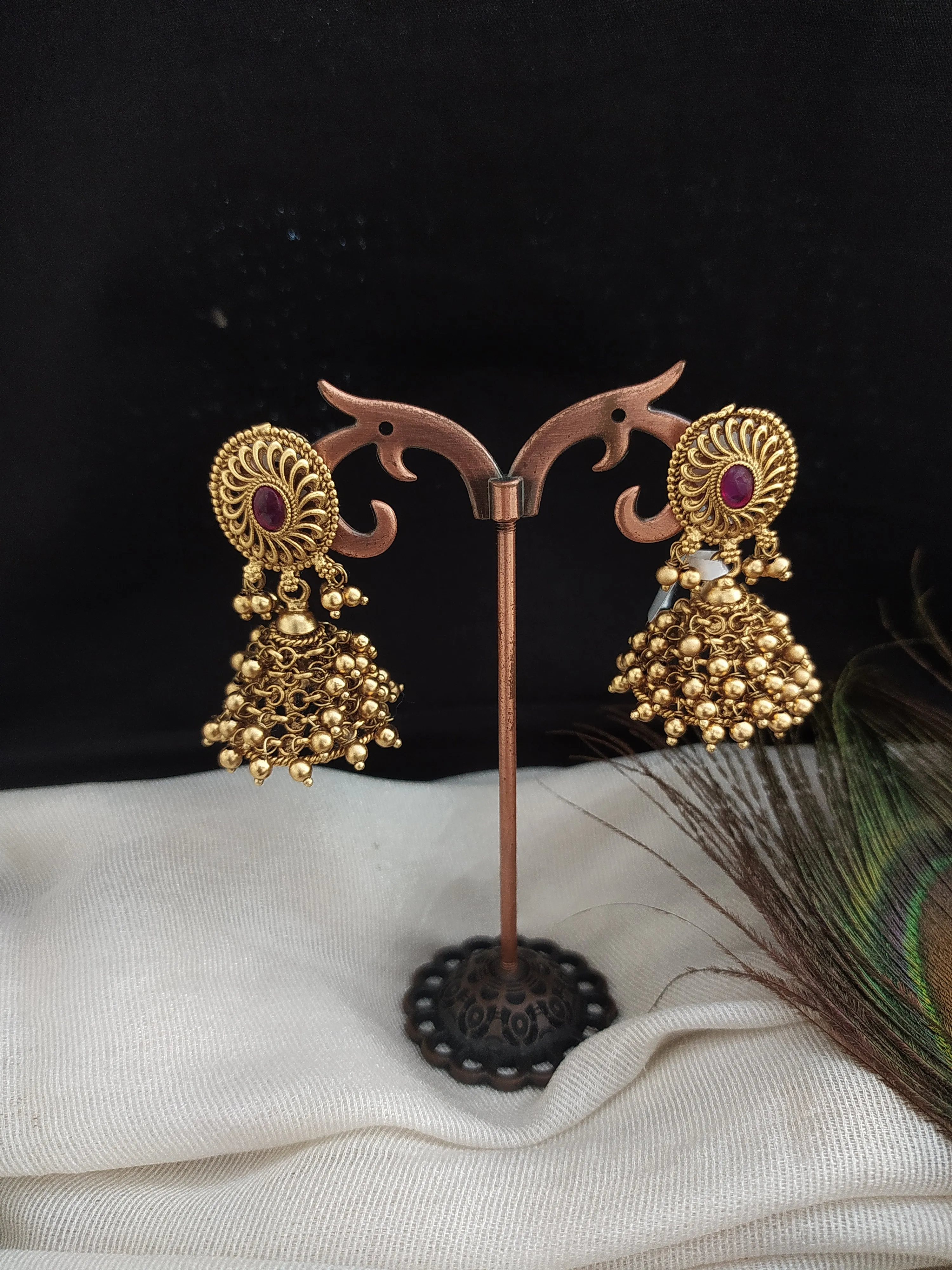 Classic Oval Shape Antique Jhumki Earrings