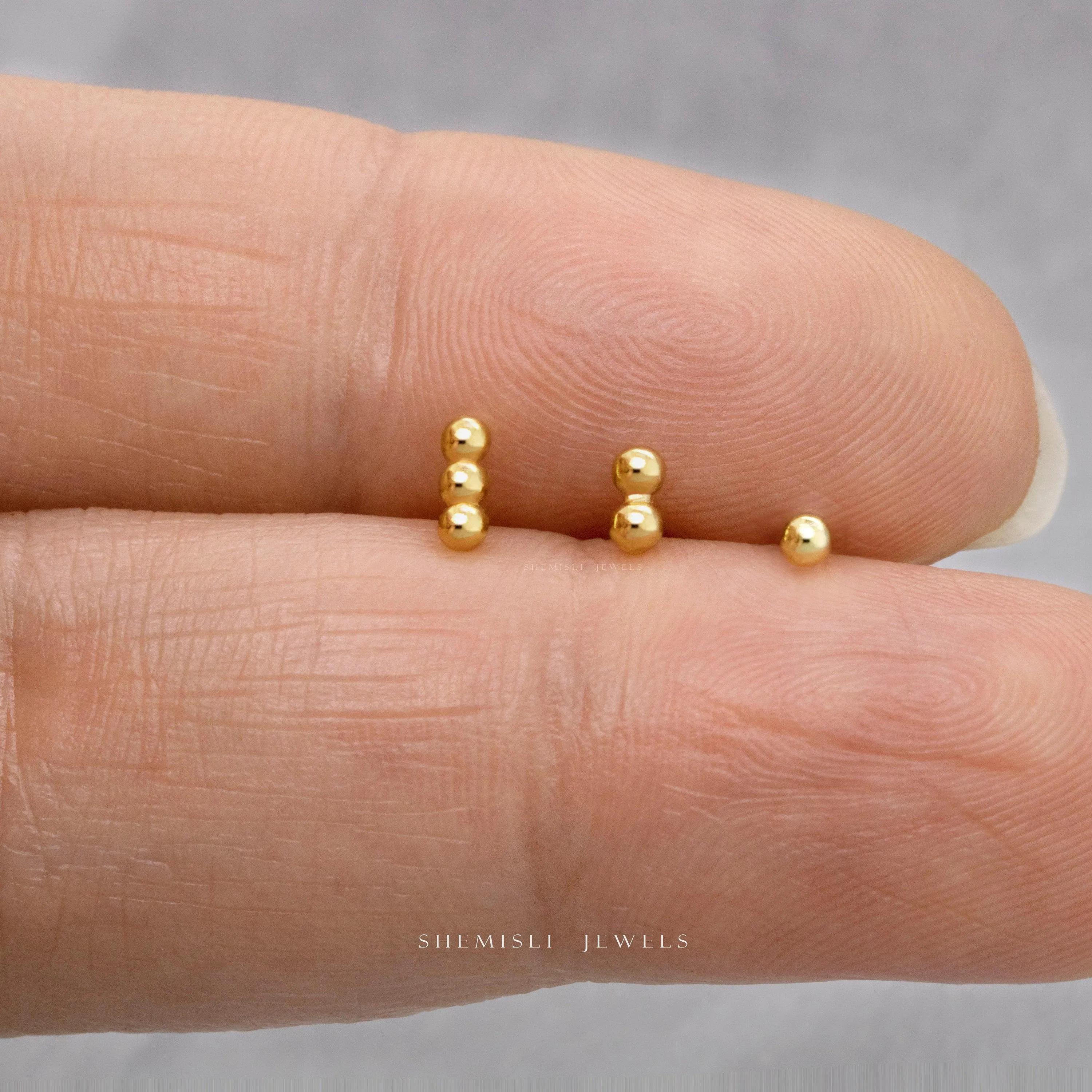 Cute Beads Studs Earrings, Unisex, Gold, Silver SHEMISLI - SS201, SS234, SS235