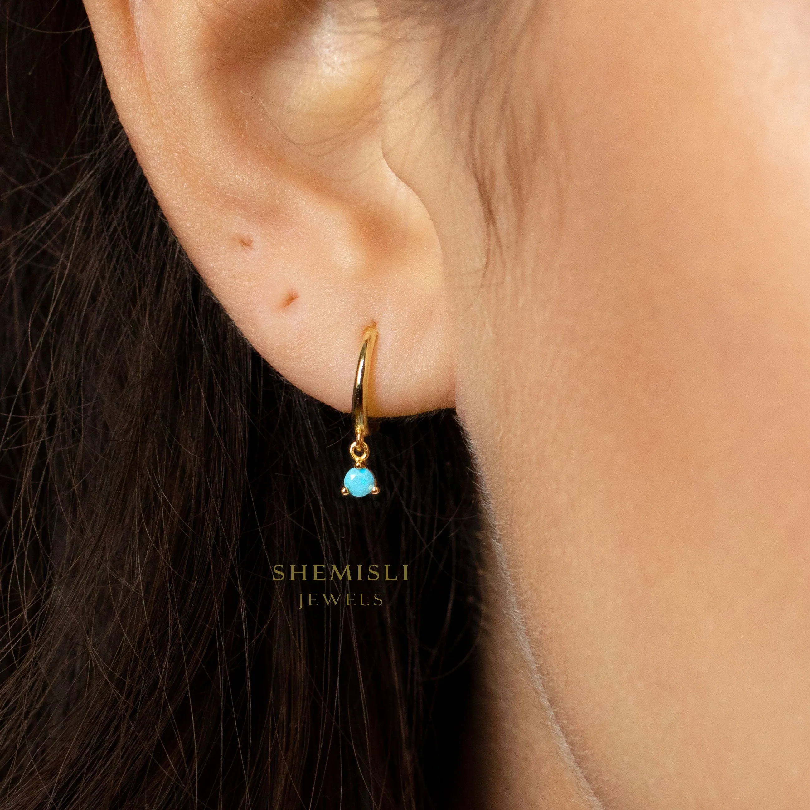 CZ Drop Hoop Earrings, Huggies, Unisex, Gold, Silver SHEMISLI SH067, SH338, SH339, SH340, SH341