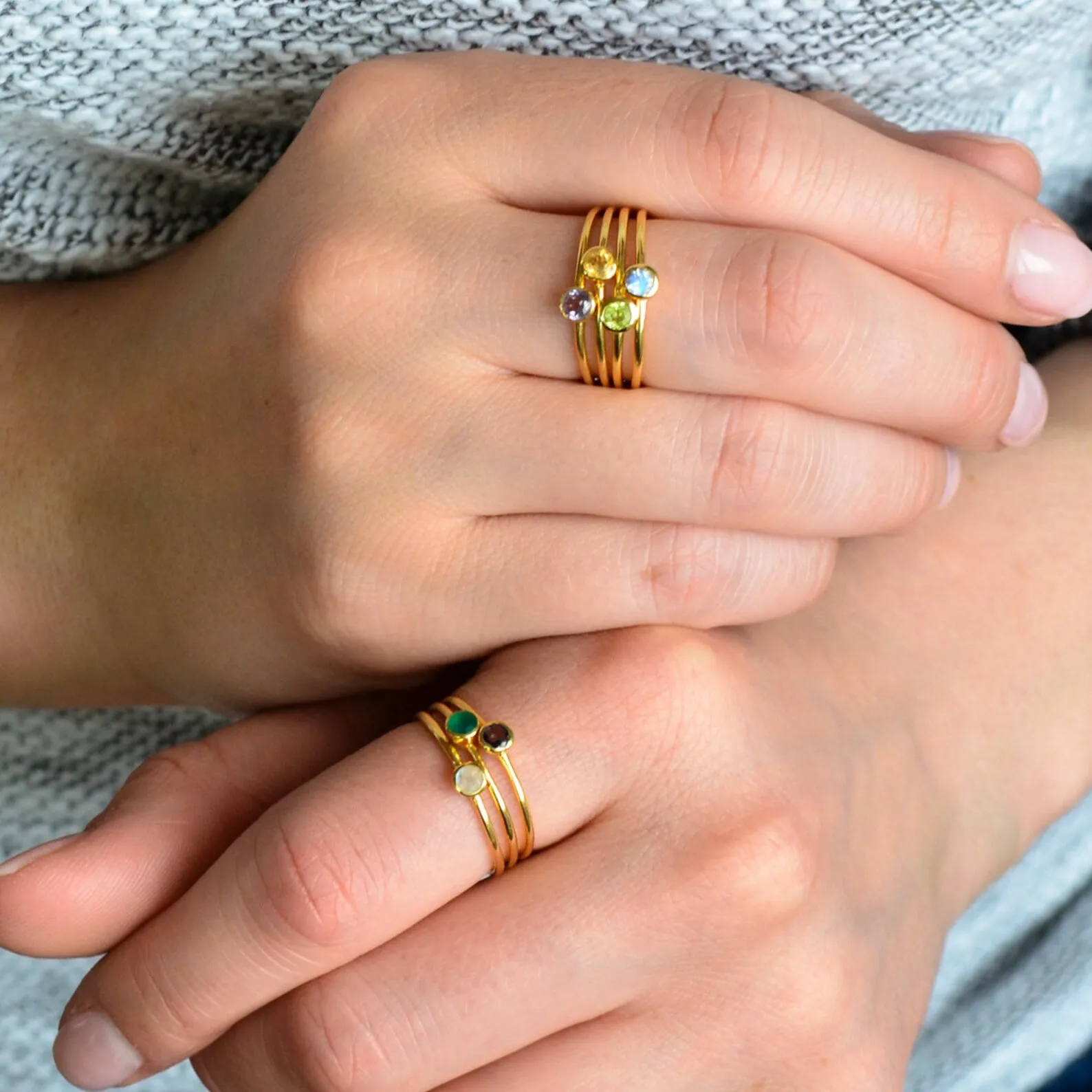 Dainty Stackable Black Onyx Ring : Alternative December Birthstone