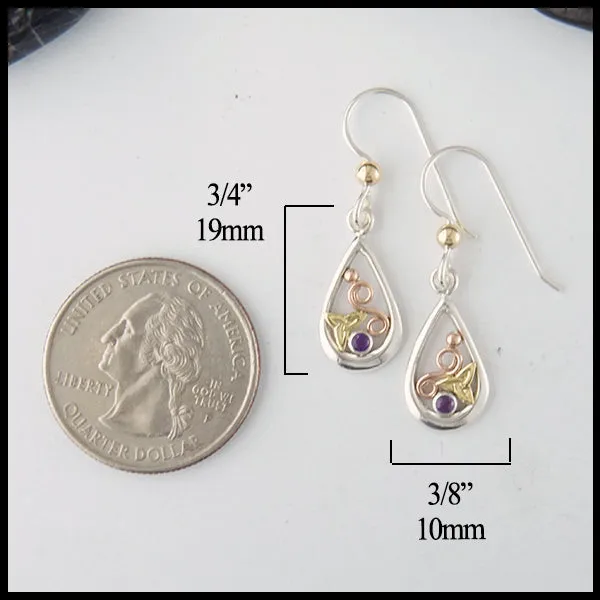 Dainty Trinity Earrings with Amethyst