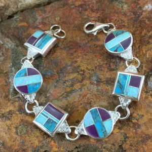 David Rosales Shalako Inlaid Sterling Silver Toggle Bracelet