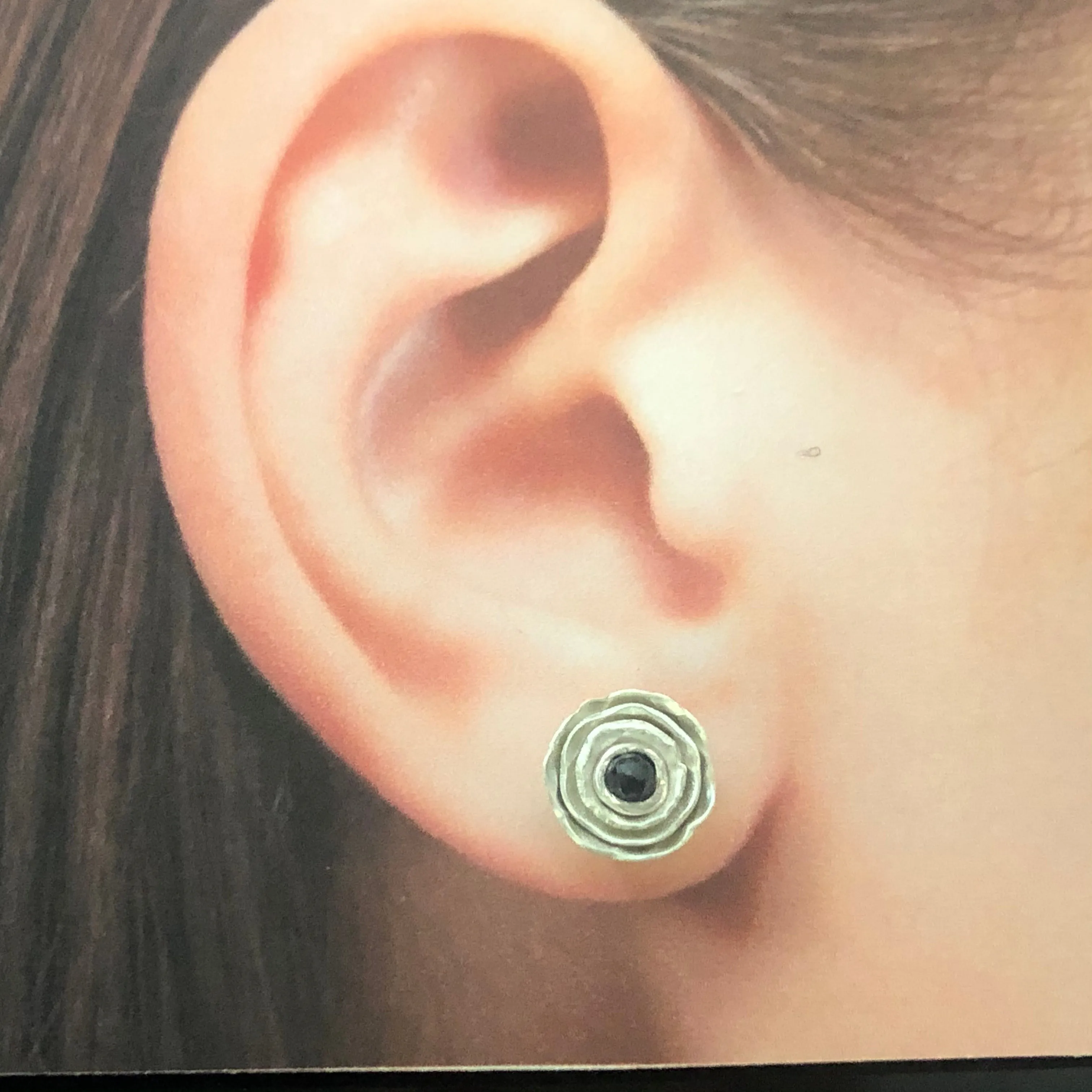 Deep Dish Sterling Ear Jackets