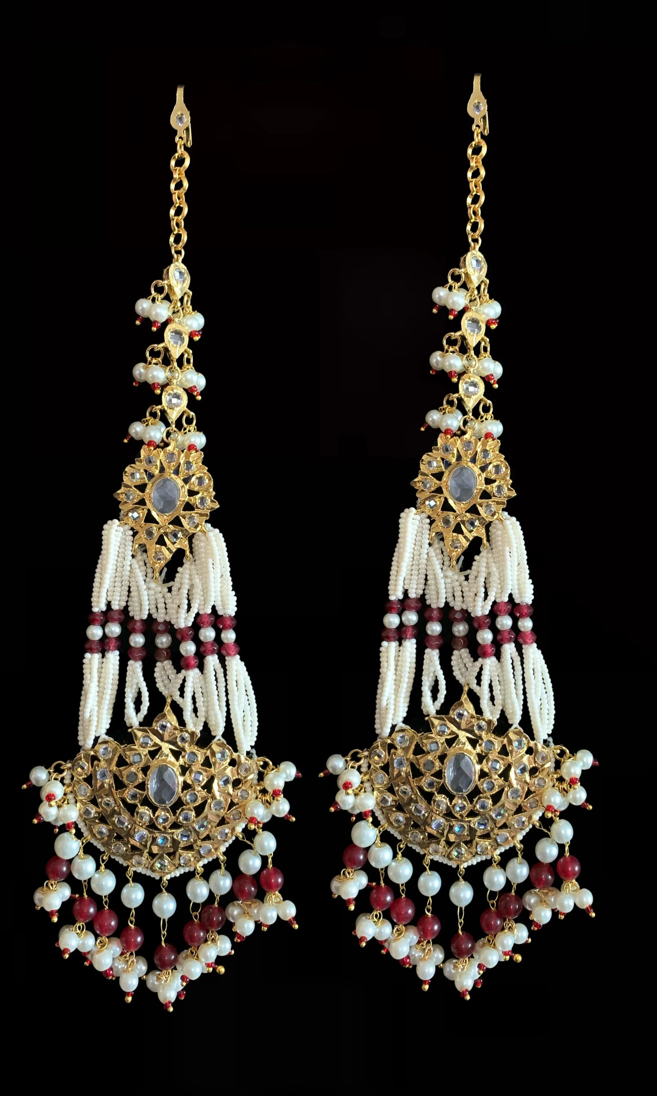 DER83 Lana jhoomar earrings - Ruby  ( READY TO SHIP )