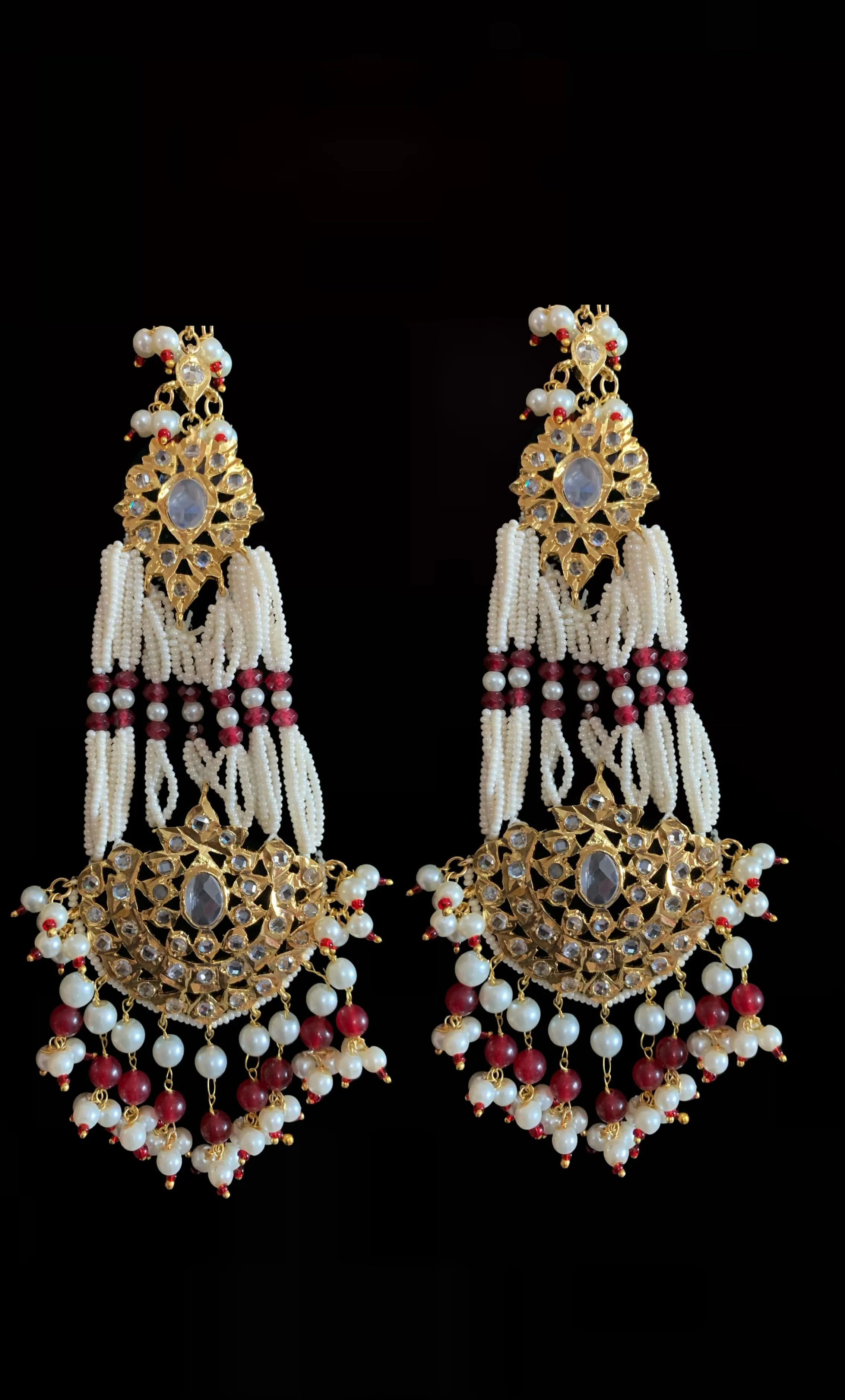 DER83 Lana jhoomar earrings - Ruby  ( READY TO SHIP )