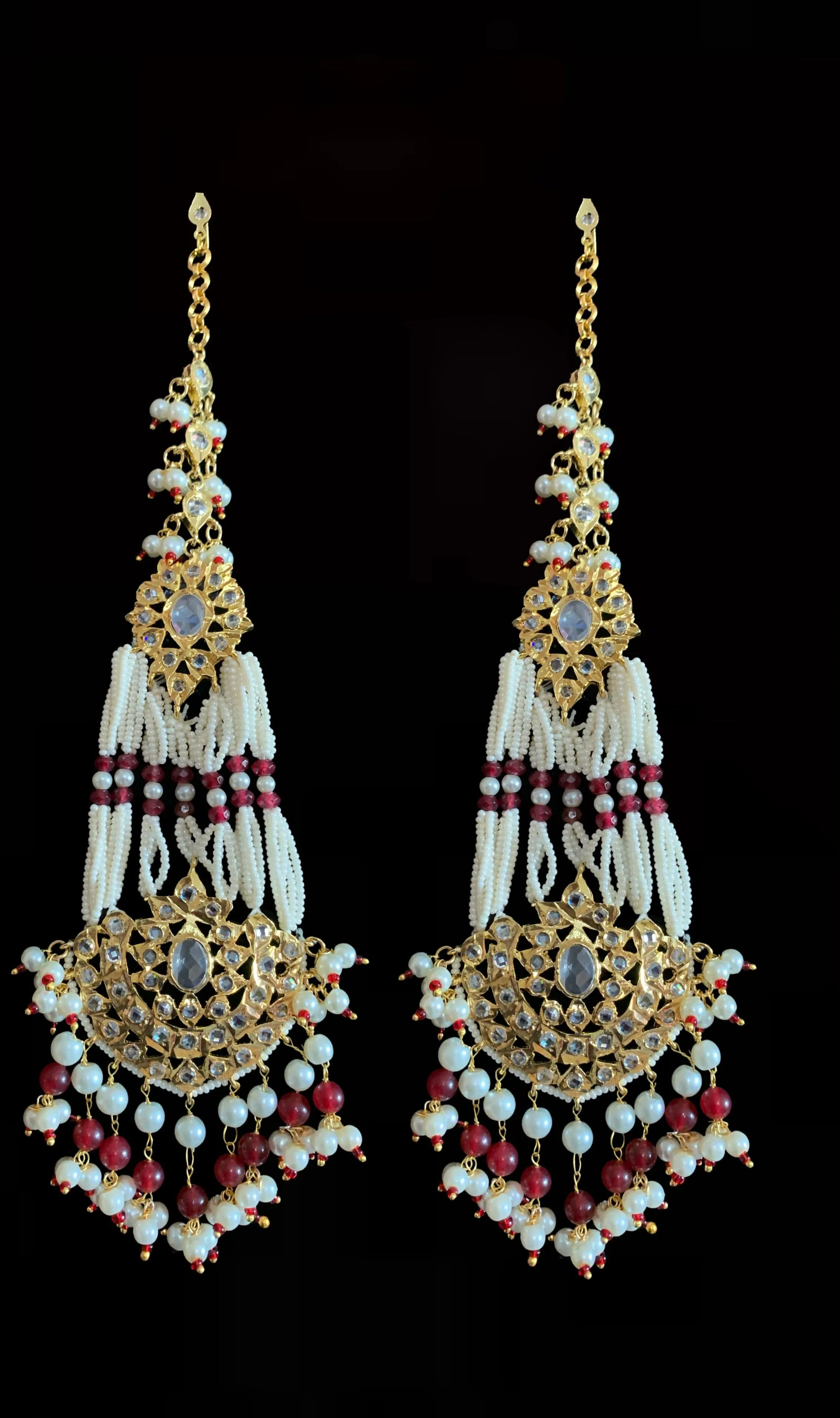 DER83 Lana jhoomar earrings - Ruby  ( READY TO SHIP )