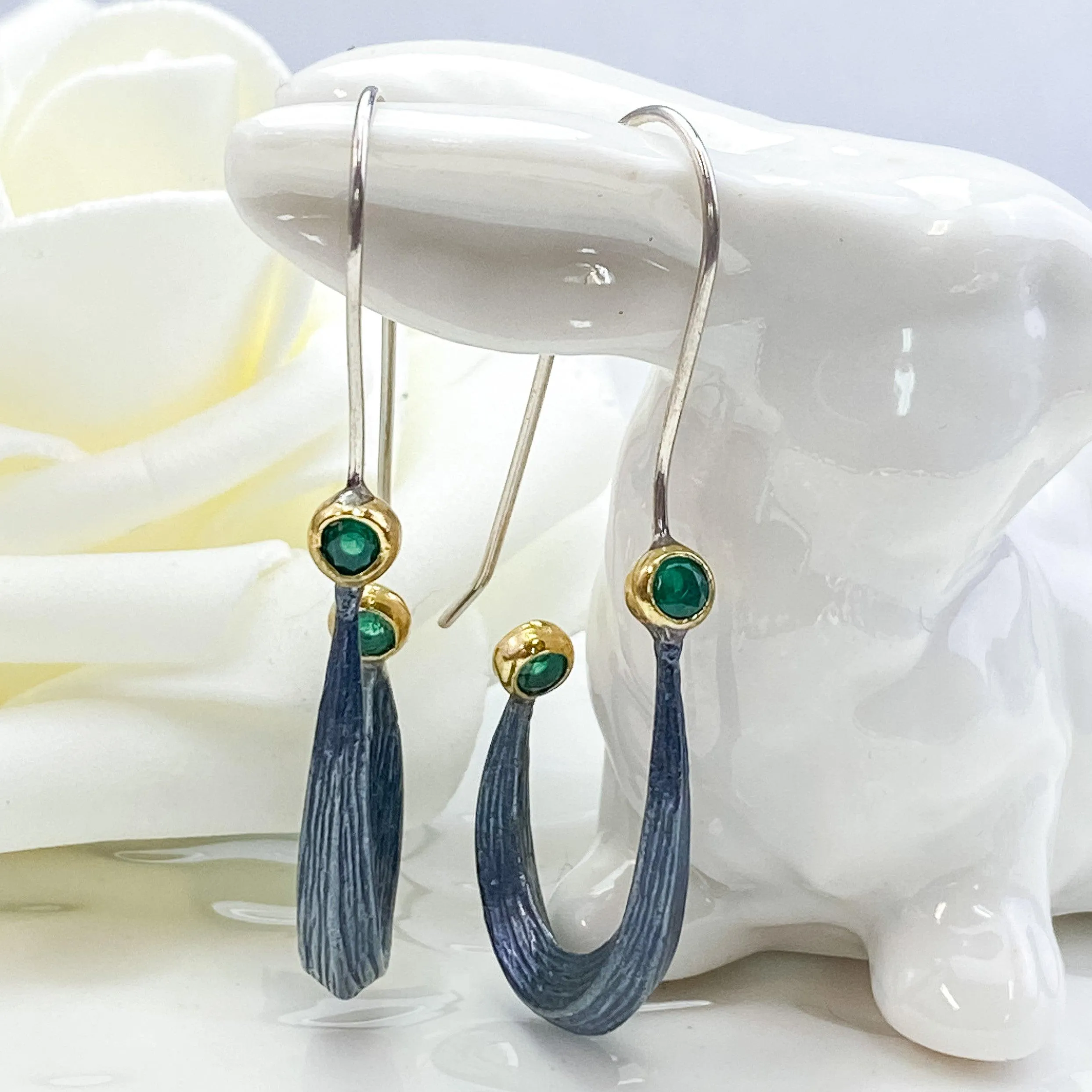 Designer Ruby, Emerald or Turquoise Earrings